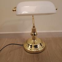 Lampada da tavolo ministeriale in ottone e vetro