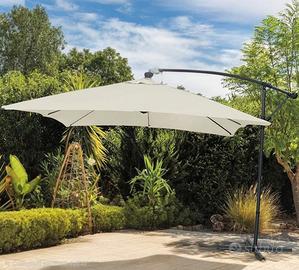 Ombrellone 3x3 Palo Laterale Grigio Verde Bianco 