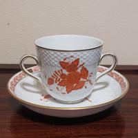 Herend tazzina due manici Apponyi orange