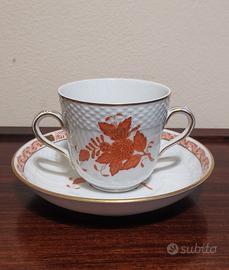 Herend tazzina due manici Apponyi orange