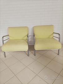 2 poltrone design struttura alluminio e legno