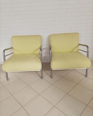 2 poltrone design struttura alluminio e legno