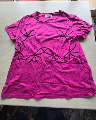 T-shirt Maglietta manica corta viola fucsia M-L