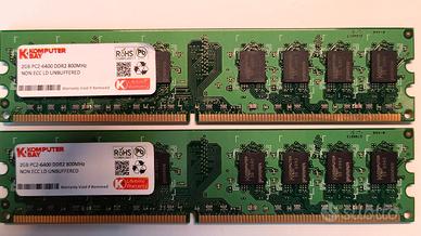 Memoria Ram DIMMM DDR2 SDRAM 2 +2 GB  - 800 MHZ