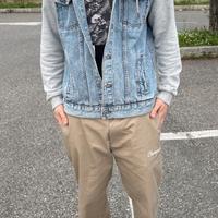 Giacca in jeans con maniche felpate taglia L