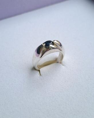 Anello artigianale in argento 925 solitario con za