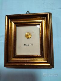 Quadretto vintage riproduz. monetina oro Paolo VI