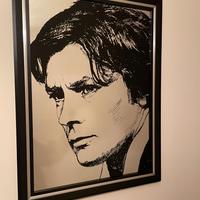 QUADRO A SPECCHIO CON ALAIN DELON-VINTAGE ANNI '70