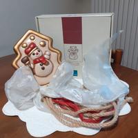 Pupazzo Neve THUN Ceramica Natale Stella Oro Scato