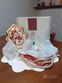 Pupazzo Neve THUN Ceramica Natale Stella Oro Scato