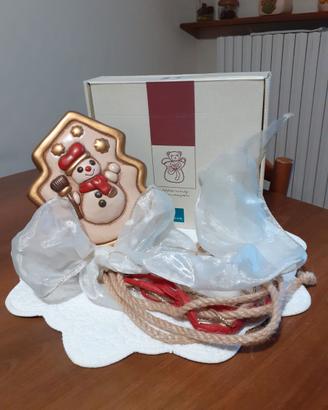 Pupazzo Neve THUN Ceramica Natale Stella Oro Scato