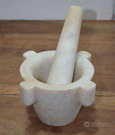 MORTAIO IN MARMO CON PESTELLO DA FARMACIA