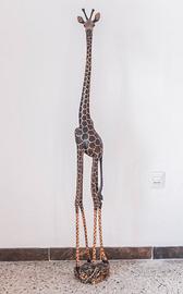 Giraffa scultura in legno Zabia