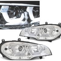 FARI BMW X5 E70 07-13 LED OCCHI ANGEL CROMATI