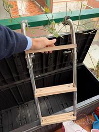 Scaletta per barca/gommone teak ed acciaio inox