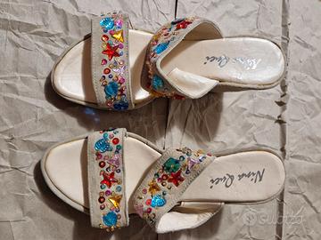 Zoccoli Nina Quei,  N.36, altezza zeppa 9 cm, nuov