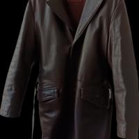 Cappotto in vera pelle marrone scuro