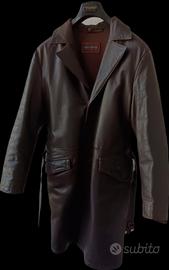 Cappotto in vera pelle marrone scuro