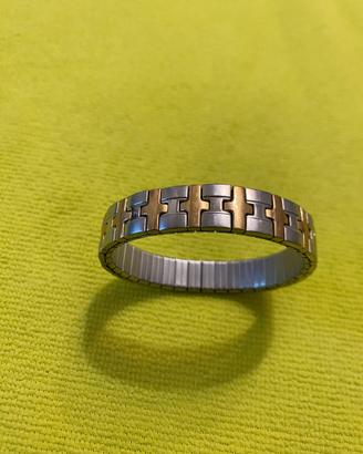 Bracciale acciaio con croci dorate
