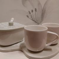 set caffè, 2tazzine,zuccheriera, cucchiaio,vassoio