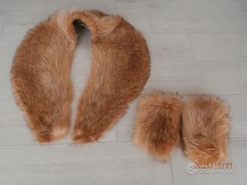 Collo pelliccia di marmotta con due polsini