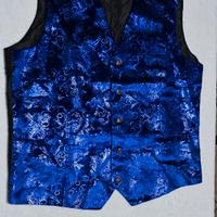 Gilet blu e nero in simil raso