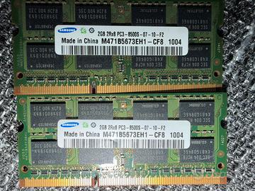 2 moduli ram per notebook da 2 gb