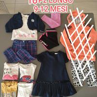 Set 10 pz abiti lunghi 9-12 mesi, tanti marchi