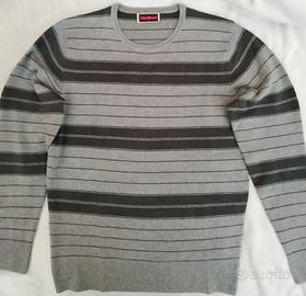 Maglia girocollo righe Taglia L Uomo Grigio