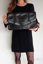 Borsetta a busta vintage in vera pelle nera