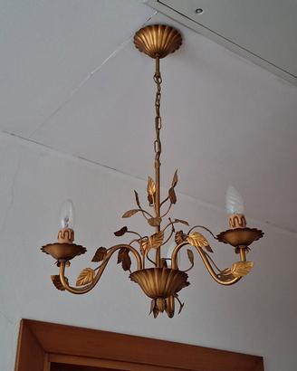Lampadario foglia oro
