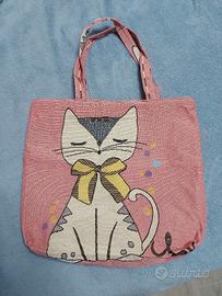borsa stoffa stampa gatto