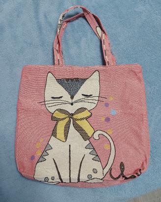 borsa stoffa stampa gatto