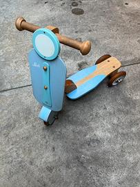 Monopattino 3 ruote a forma di vespa in legno