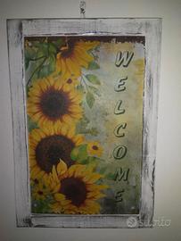 targa in legno cartello welcome shabby