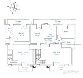 Appartamento su due livelli , 4 camere 4 bagni