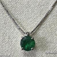 COLLANA PUNTO LUCE ORO 18kt. CON SMERALDO NATURALE