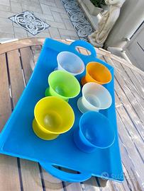 Vassoio Guzzini con 6 coppe per gelato multicolore