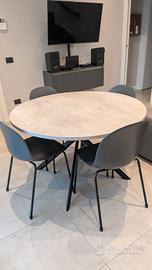 Tavolo rotondo 120cm apribile + 4 sedie