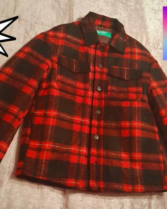 Benetton overshirt imbottita tartan
