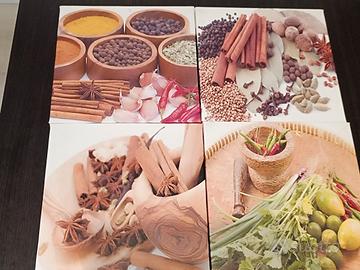4 stampe su tela 30x30 per pareti di cucina 