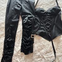Completo elegante in raso Corsetto e pantaloni con