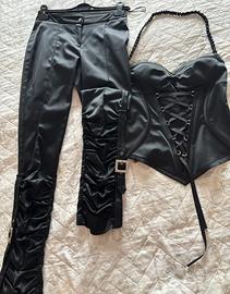 Completo elegante in raso Corsetto e pantaloni con