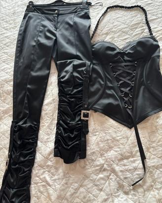 Completo elegante in raso Corsetto e pantaloni con