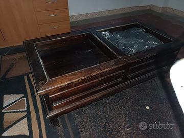 tavolino etnico in legno massello con cassetti