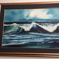 quadro dipinto  a olio su tela  mare in tempesta  