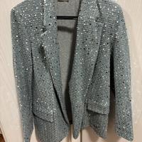 Blazer jeans con pailletes tg M