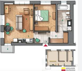 Bilocale con doppio balcone - varese centro