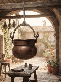 Paiolo antico in rame artigianale 