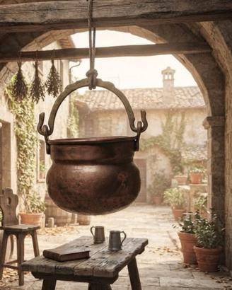 Paiolo antico in rame artigianale 